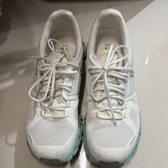 On Running Women's White and Mint Sneakers - Picture 1 of 4
